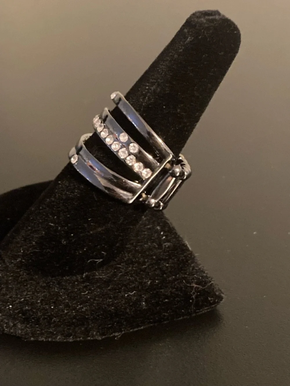 paparazzi Silver-Tone Multi-Band Ring with Clear Stones